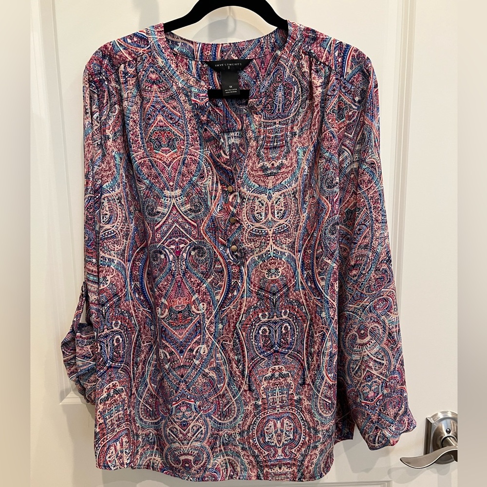 Investments Long or Roll-up Sleeve Blouse